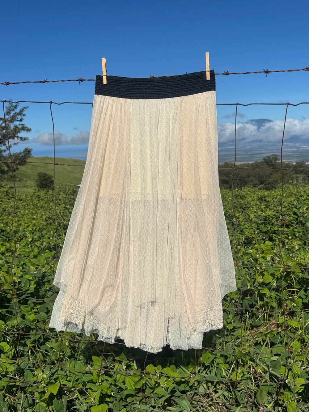 Free People Sugar Plum Fairy Tutu Midi Skirt Ivory cottage Whimsical Boho chic S